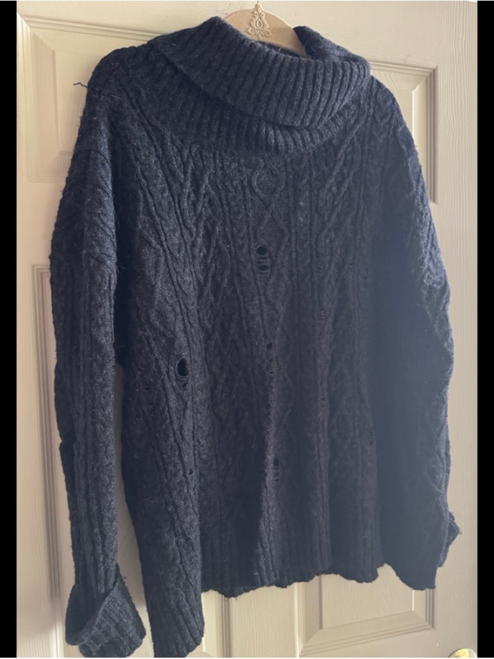 Free People black cable turtleneck sweater